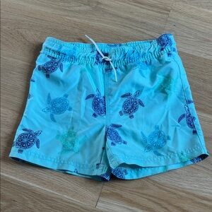 Janie and Jack Aqua Swim Trunks with Blue & Teal Turtle Print
